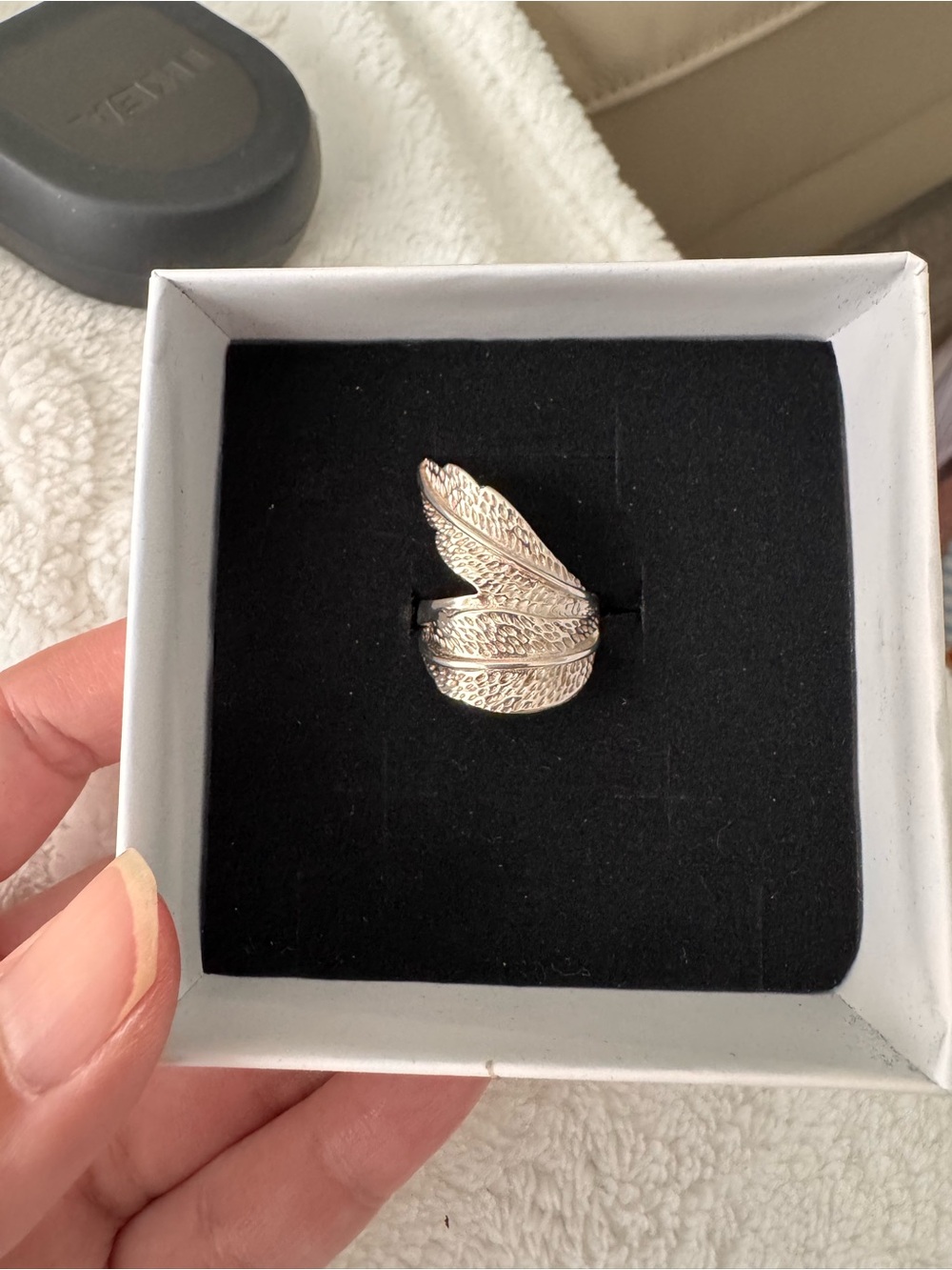 Sterling Silver Leaf Wrap Ring - Silver Feather Design